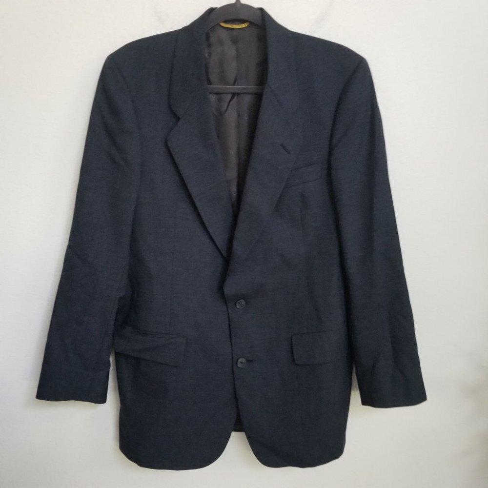 Vintage Christian Dior Dark Blue Navy Sports Coat Pure Virgin Wool Medium - Picture 2 of 6